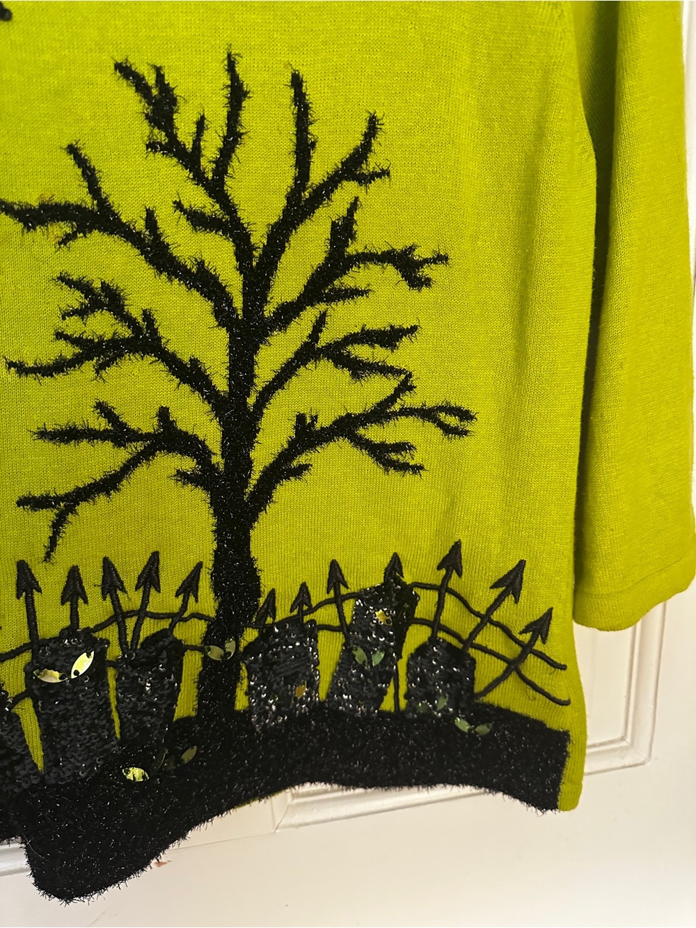Marisa Christina Halloween Lime with sequined BATS Top M! - Picture 4 of 7